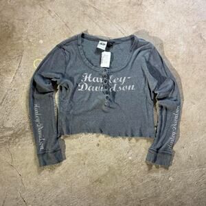 Y2K Harley Davidson Cropped Longsleeve Shirt